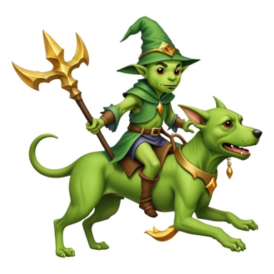 A goblin wizard riding a hound dog  sticker