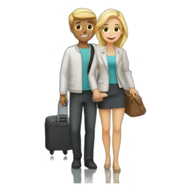  couple white in airport sticker
