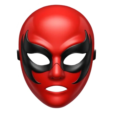curved mask, poisonous, red and black sticker