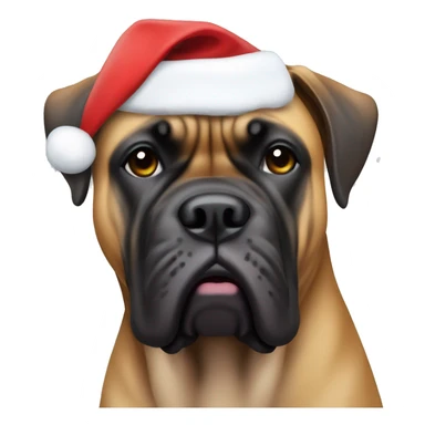 Bullmastiff with Santa hat on sticker