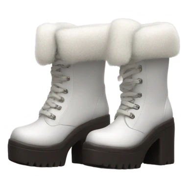 Platform Demonia High boots white fur sticker