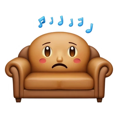 A couch with a face that is crying sticker