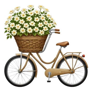 Bicycle with a basket filled with white flowers sticker