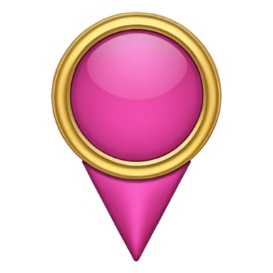 A dark pink location pin with golden details and accents.  sticker