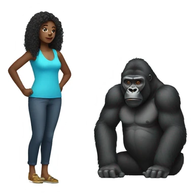a woman and a gorilla sticker