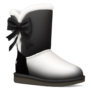 Realistic pair of black and white ombre ugg fur boots with black bows. sticker