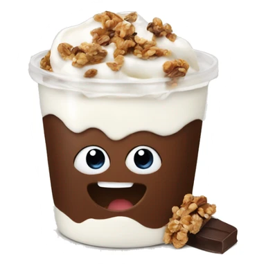 Yogurt with granola and chocolate sticker