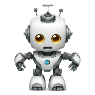 cute robot with a gear instead of n sticker