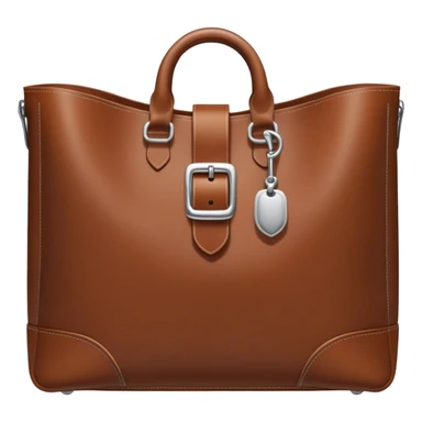 brown leather tote bag with silver buckle detail sticker