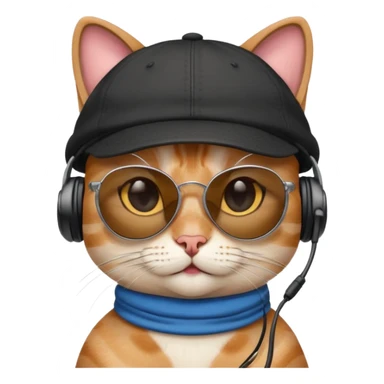 Cat sunglasses earphones cap  sticker