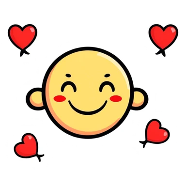 Smiling face with small red hearts around sticker
