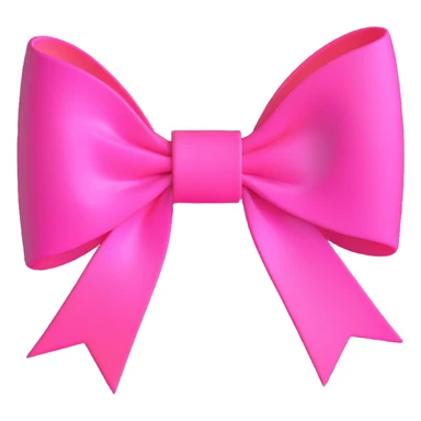 3D emoji style bow, neon pink, glowing effect sticker
