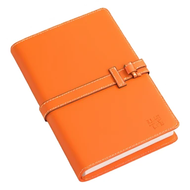 orange Hermès leather diary, 3D, luxury, elegant, no text sticker