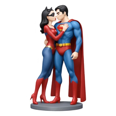 Isolated, ultra detailed illustration of the most incredibly realistic and sensual appearance, DC Hero Catwoman and superman kissing, full body view, center of image
figurine imaginable, toy style. sticker