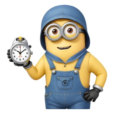 A minion tapping its watch  sticker