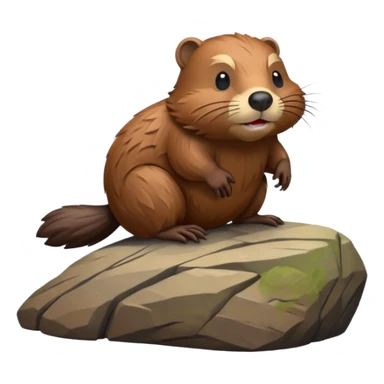 beaver on rock sticker