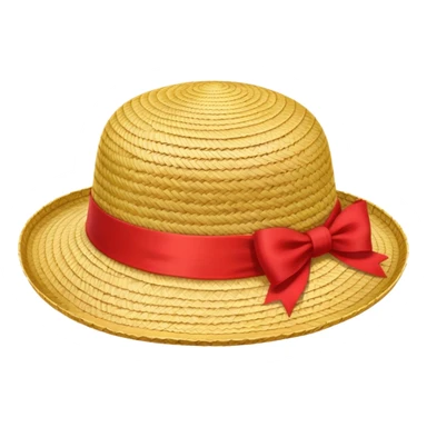 Luffy's iconic straw hat from One Piece, yellow straw hat with red ribbon band sticker