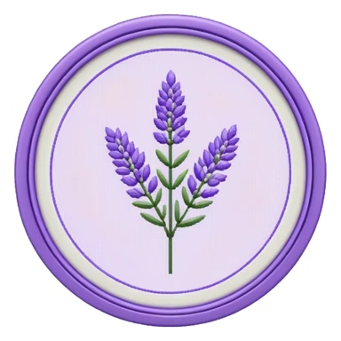 Pixelated Lavender inside a round pastel purple-whitish Cross stitch frame  sticker