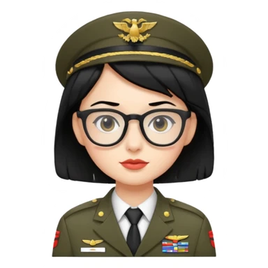 Black hair military secretary glasses nerd cute sticker