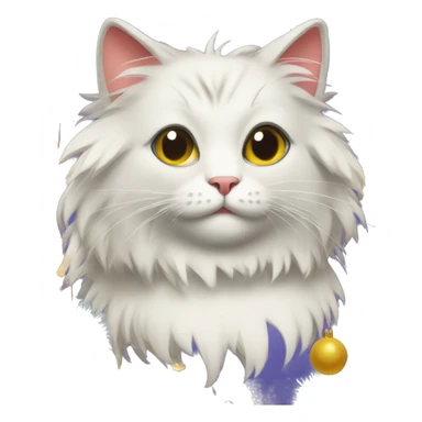 cat in New Year's tinsel sticker