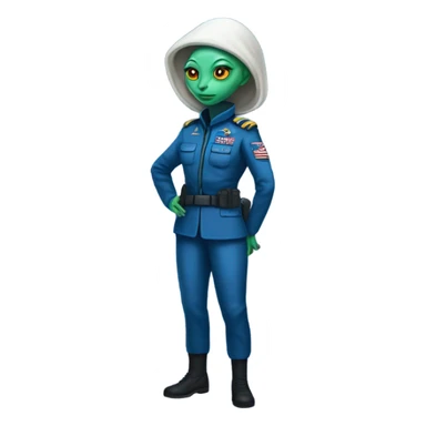 Reptilian Alien woman general blue uniform usa space force, full body,  sticker