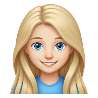smiling girl with long hair with blue eyes sticker