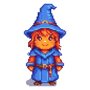 Pixel art wizard with Armenian flag colors (red, blue, orange) in the background sticker