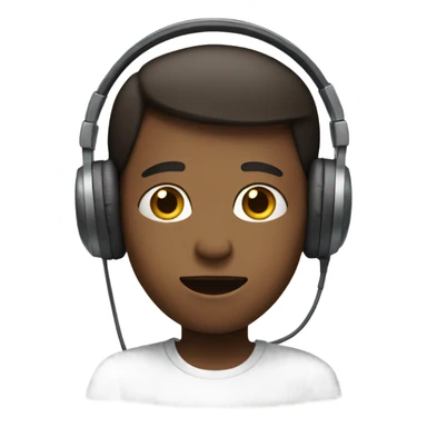 Boy with headphones indoors with a closed mouth  sticker