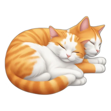 orange-cat and black white cat sleep sticker