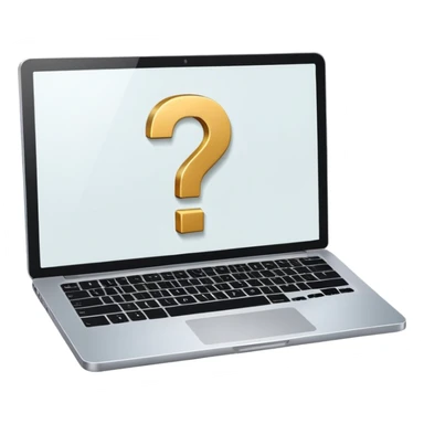laptop with a question mark on the screen sticker