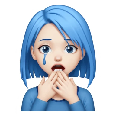 White girl with blue hair, choking herself  ￼ sticker