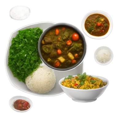 Ghormeh sabzi stew with rice and shirazi salad next to it sticker