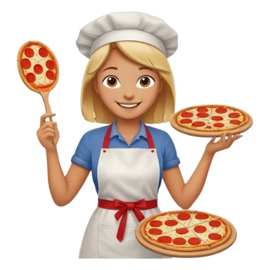 Girl making pizza sticker