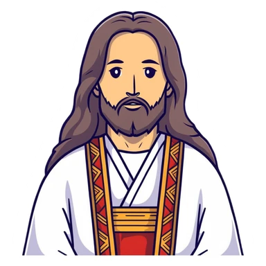 Jesus Christ with long hair and beard, wearing traditional robes sticker