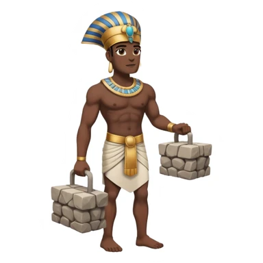 fullbody ancient Egyptian worker carrying a stone block with both hands sticker