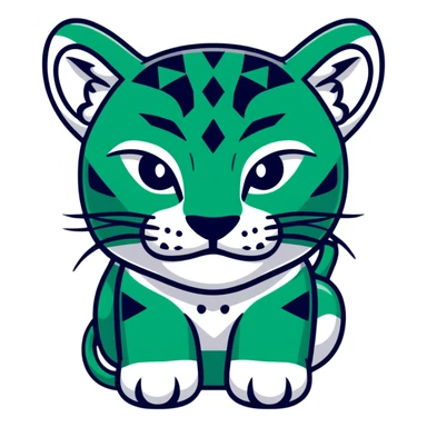 Geometric Maya style jaguar - important message, strictly white and deep dark green only, angular sharp lines sticker