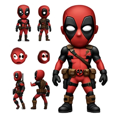 Cute deadpool character full body front side and back HD sticker