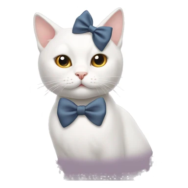 White cat with a bow on his head sticker