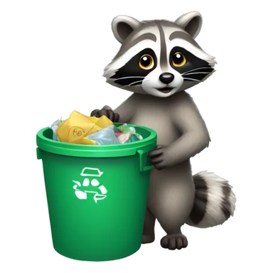 racoon with trash bin sticker