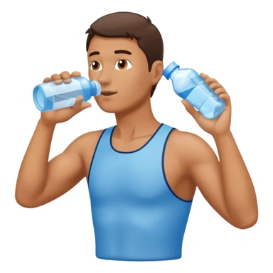 man drinking water from a bottle sticker