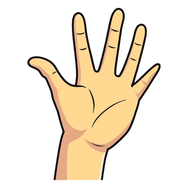 open human hand, palm facing forward, cartoonish, simple background sticker