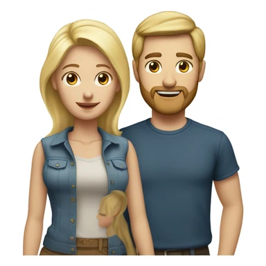 blond couple, a man with a blonde short beard and short blonde hair and a woman with long blonde hair sticker