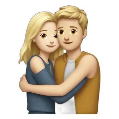 White boy and girl hugging  sticker