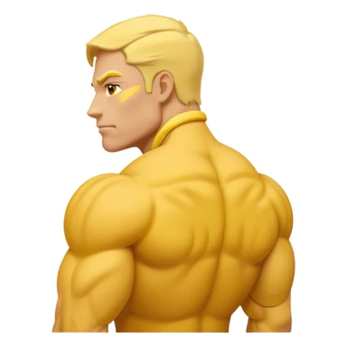Emoji of Shoulders Muscle from side view, the human is yellow like on iphones. He has big shoulders. sticker