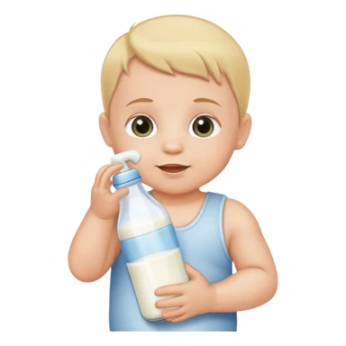 Baby holding milk bottle sticker