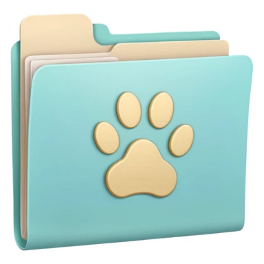 a pastel folder of documents with a pawprint on it sticker