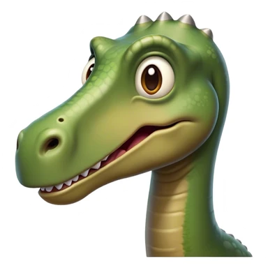 Cinematic Comical Brontosaurus Portrait Emoji, Head tilted dramatically with an exaggeratedly shocked expression, featuring a towering, robust body with a long, graceful neck and wide, comically expressive eyes full of playful disbelief, Simplified yet hilariously expressive features, highly detailed, glowing with a slightly sassy ancient glow, high shine, dramatic yet playful, stylized with an air of cheeky dinosaur mischief, soft glowing outline, capturing the essence of a meme-worthy Brontosaurus that looks ready to lumber its way into viral fame! sticker