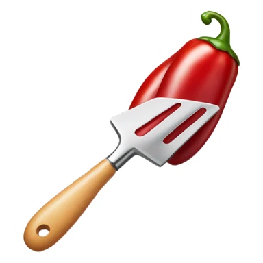 A smiling red chilli pepper holding a spatula  sticker