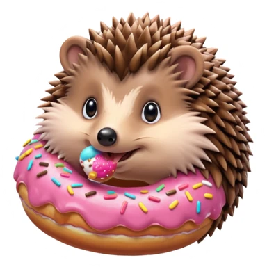 hedgehog eating donut sticker