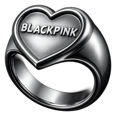 BLACKPINK-inspired wearable object, ring or earring or pendant, black and pink colors, shiny and futuristic, chrome style sticker